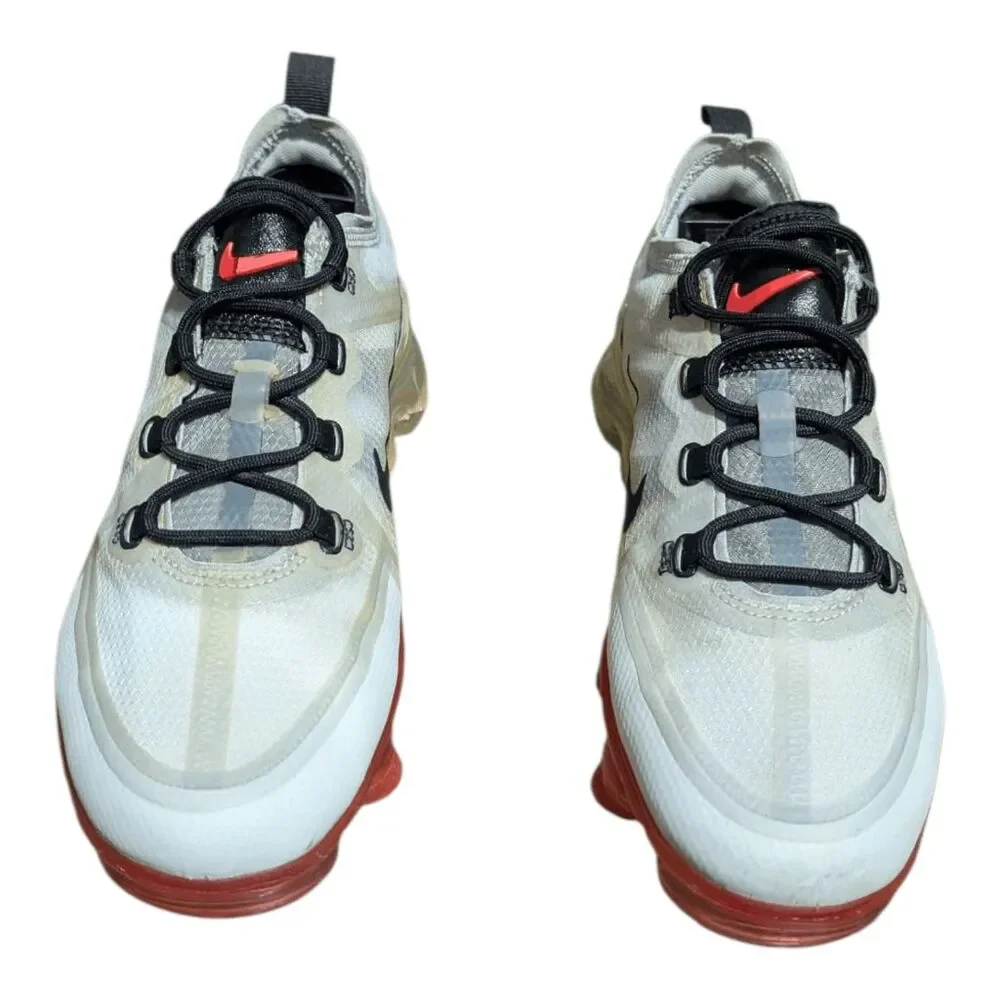 NIKE Air VaporMax 2019 'Pure Platinum Volt Crimson' Running Shoes Size 7